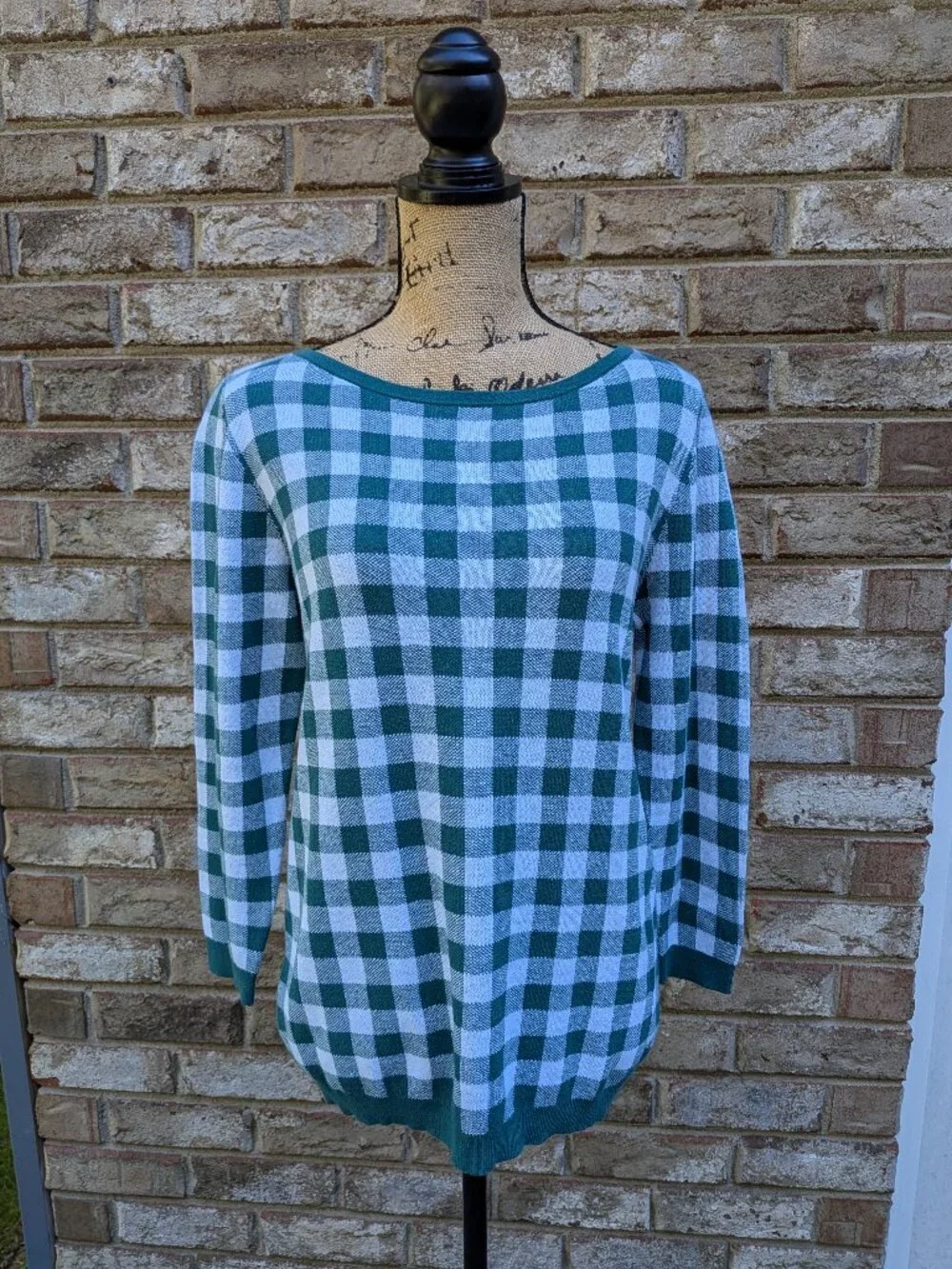 ⭐ NEW NWT Ann Taylor Factory white & green plaid sweater size Medium